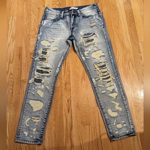 Denim House Light Faded Riped Denim Jeans